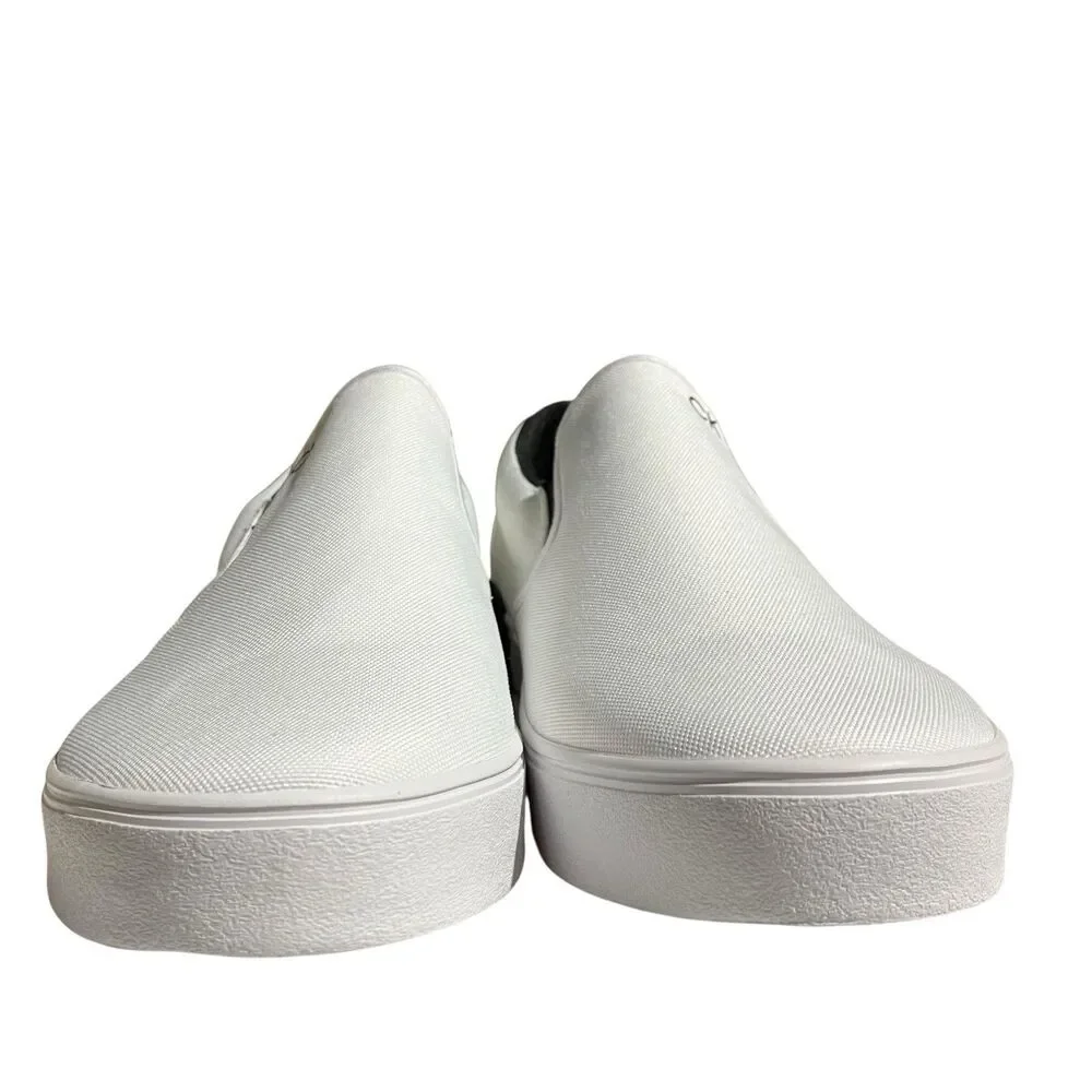 Calvin Klein Slip On Sneakers Mens 13 White Canvas Logo Casual‎ Shoes Coastal